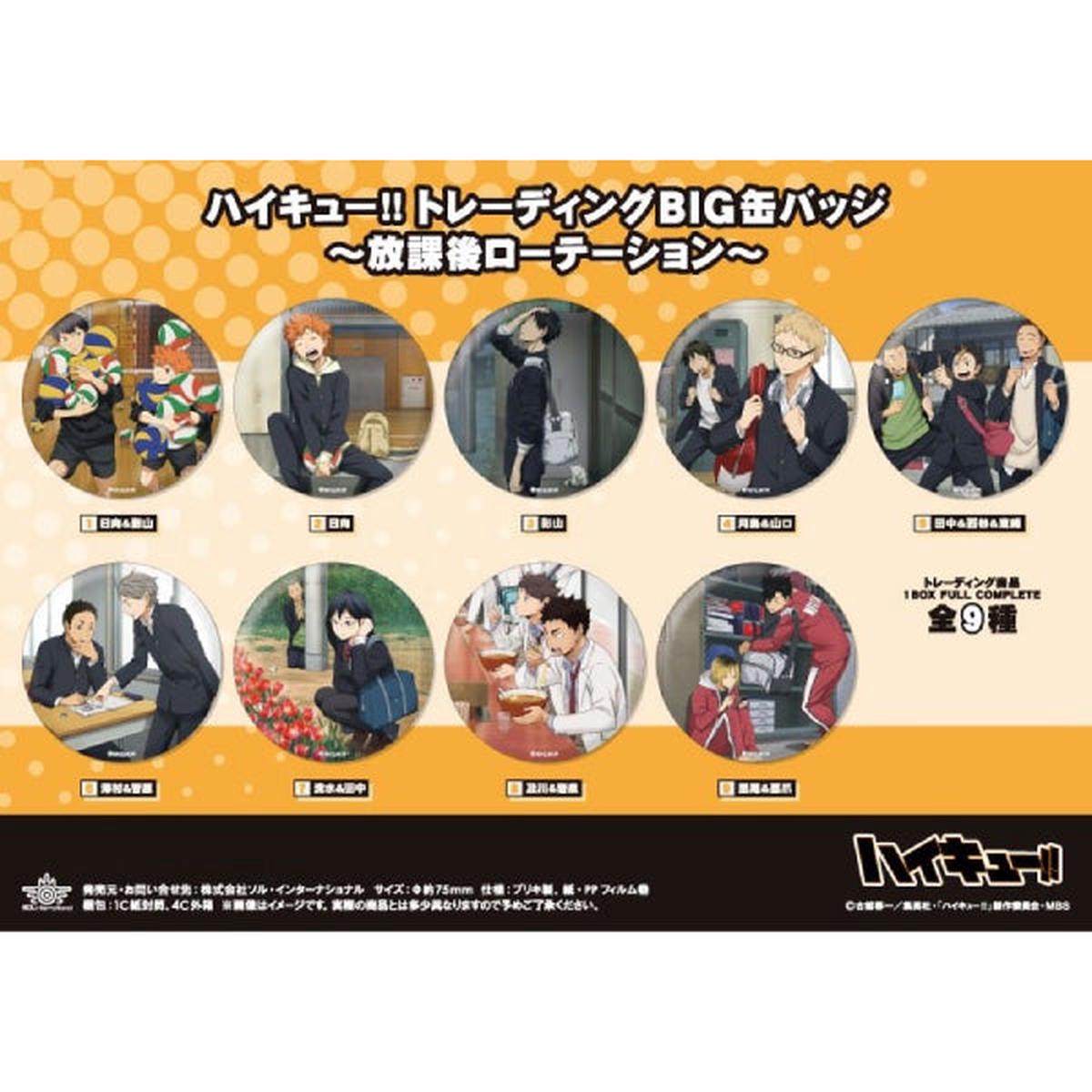 Haikyu!! Trading BIG Can Badge After School Rotation (set of 9)